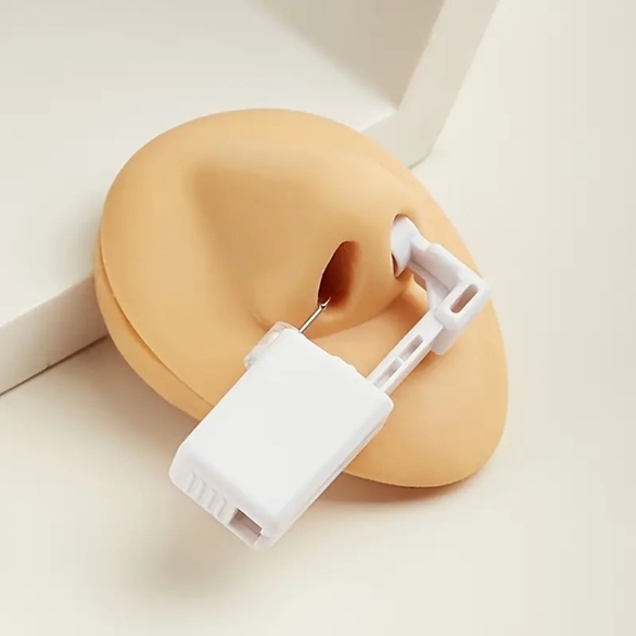 STAINLESS STEEL CZ self nose ear piercing set. Quick painless - Picture 11 of 13